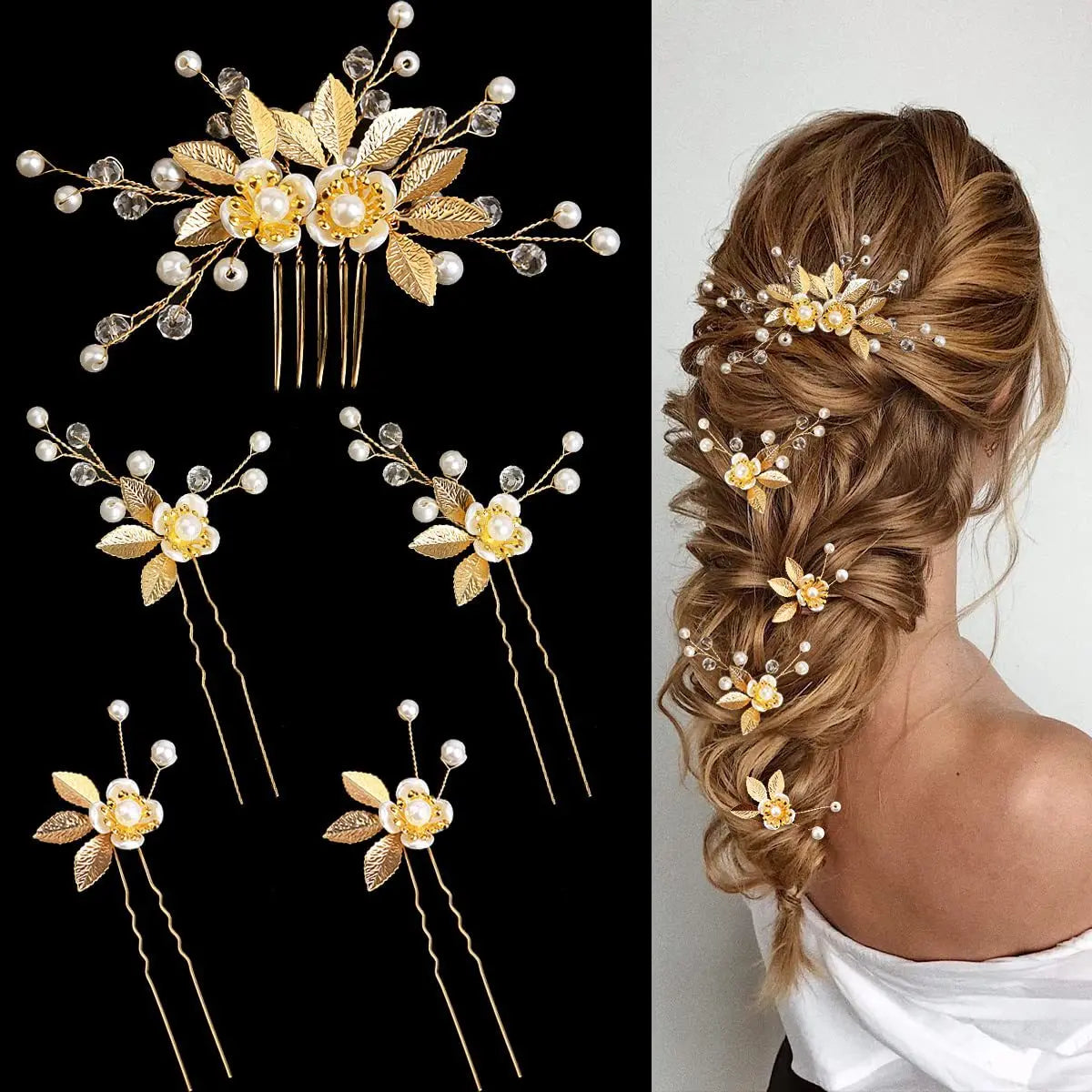 Pearl Flower Bridal Hair Comb Set