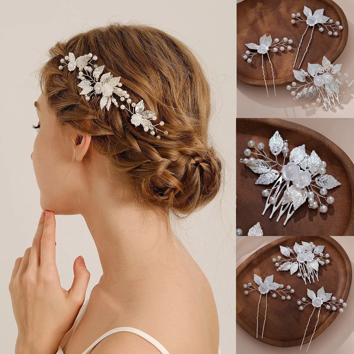 Pearl Flower Bridal Hair Comb Set