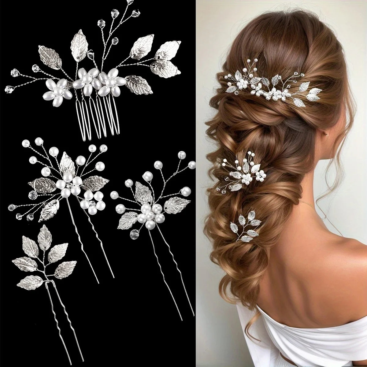 Pearl Flower Bridal Hair Comb Set