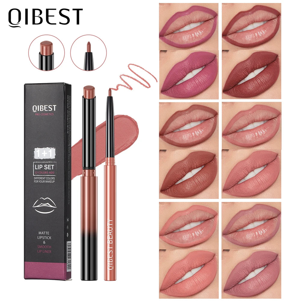 QIBEST Matte Lip & Liner Duo Set