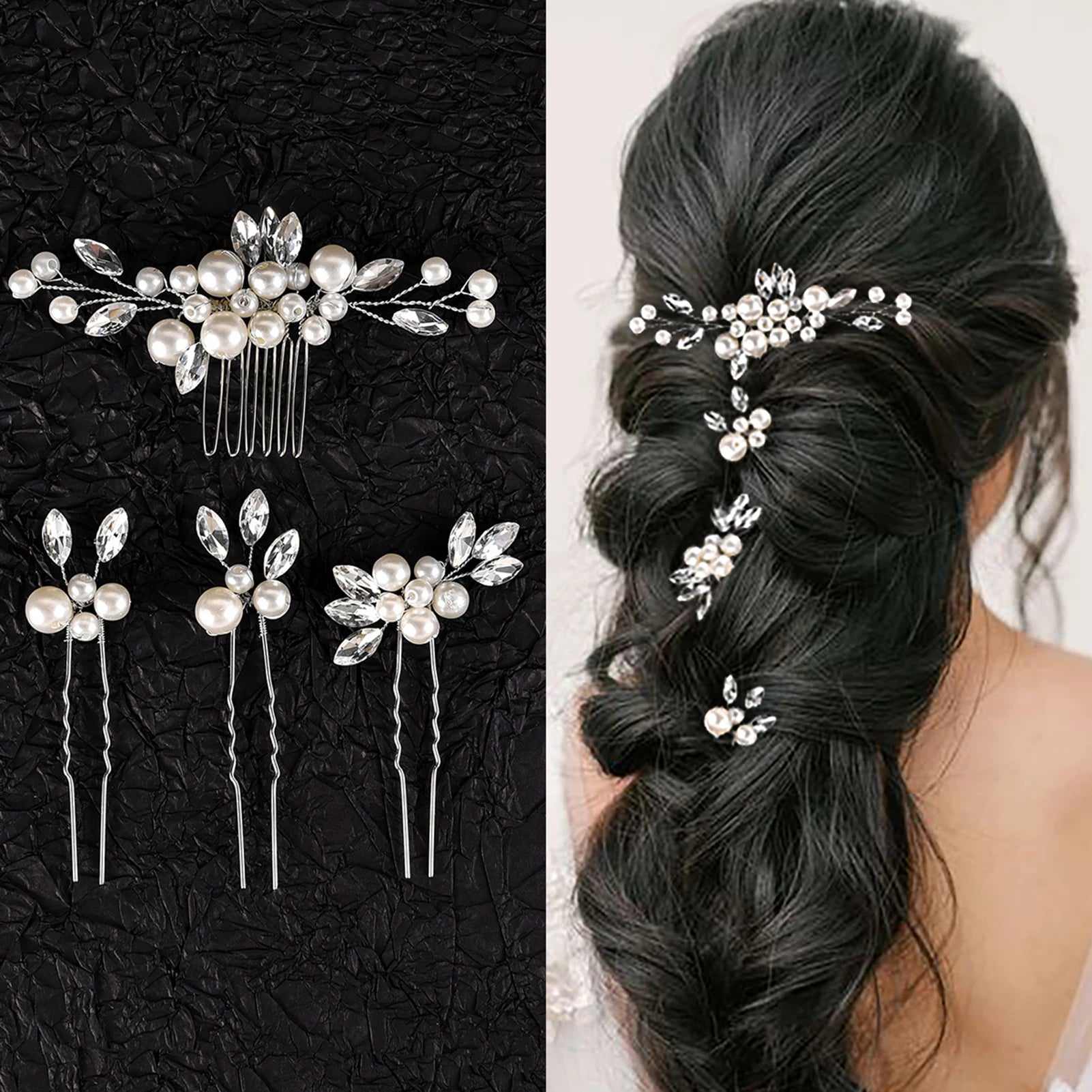 Pearl Flower Bridal Hair Comb Set