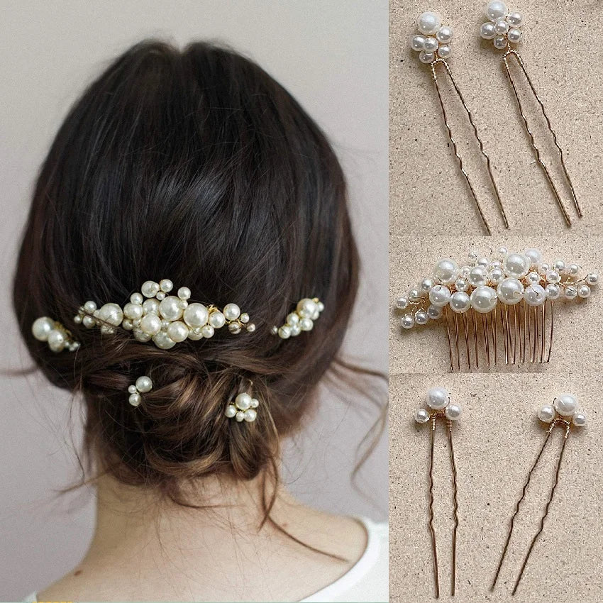 Pearl Flower Bridal Hair Comb Set